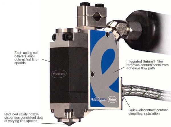 Nordson Hot Melt Sıcak Tutkal Yapıştırma E-Dot Gun Kafa - Hot Melt ve Cold Glue Sistemler;Nordson Hot Melt ve Cold Glue Sistemler